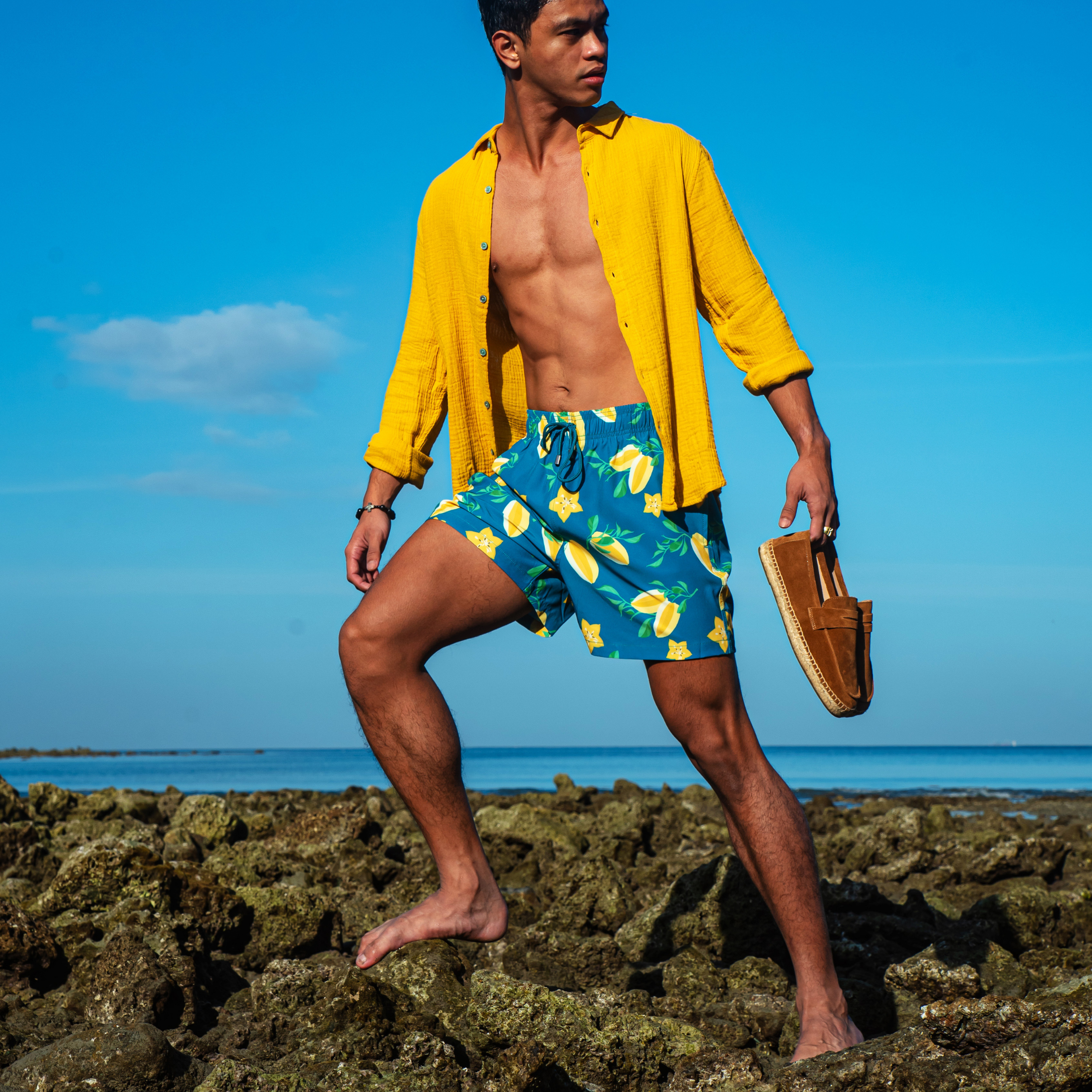 Balimbing Swim Short - Teal Blue Multicolor