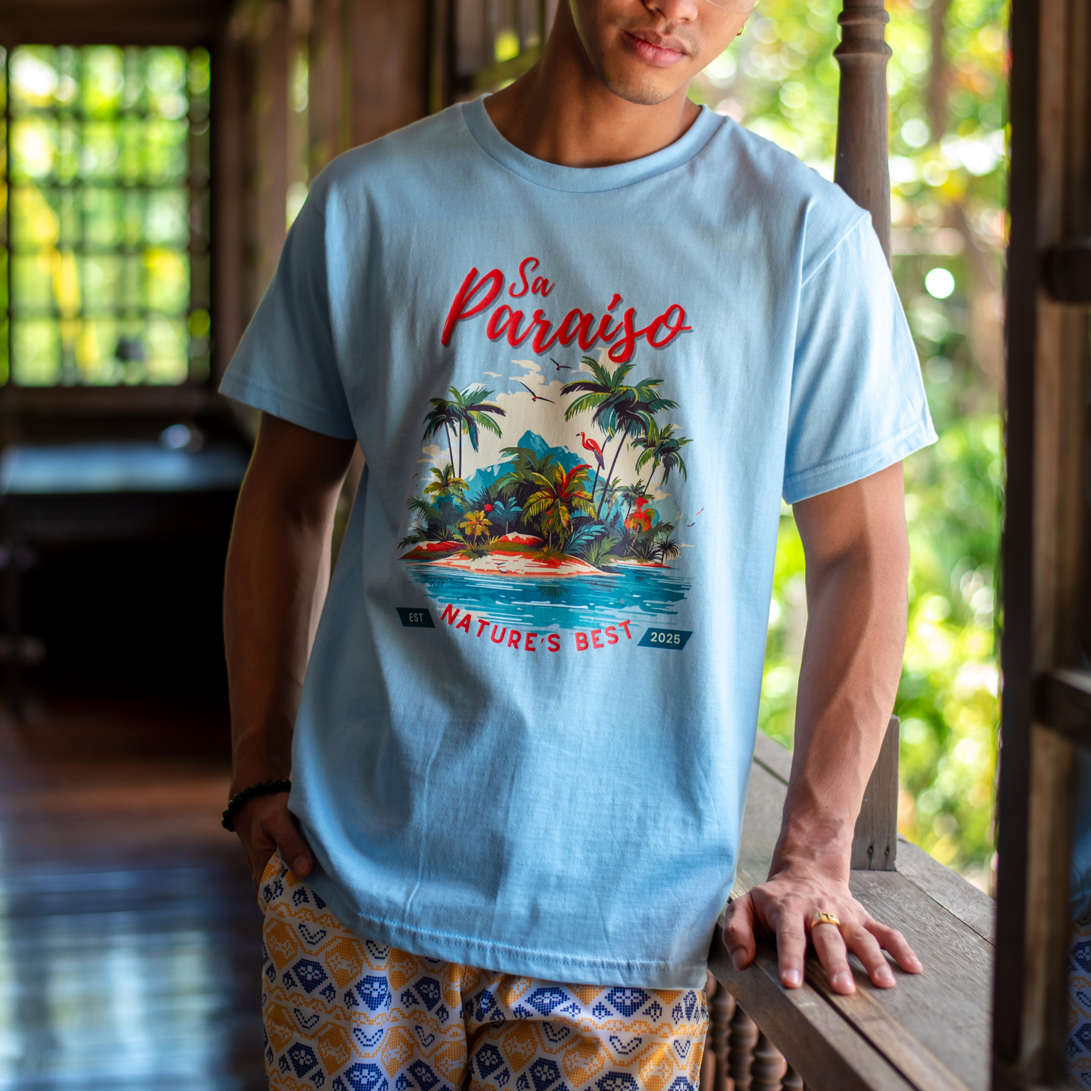 Sa Paraiso Tee - Regular Fit - Light Blue