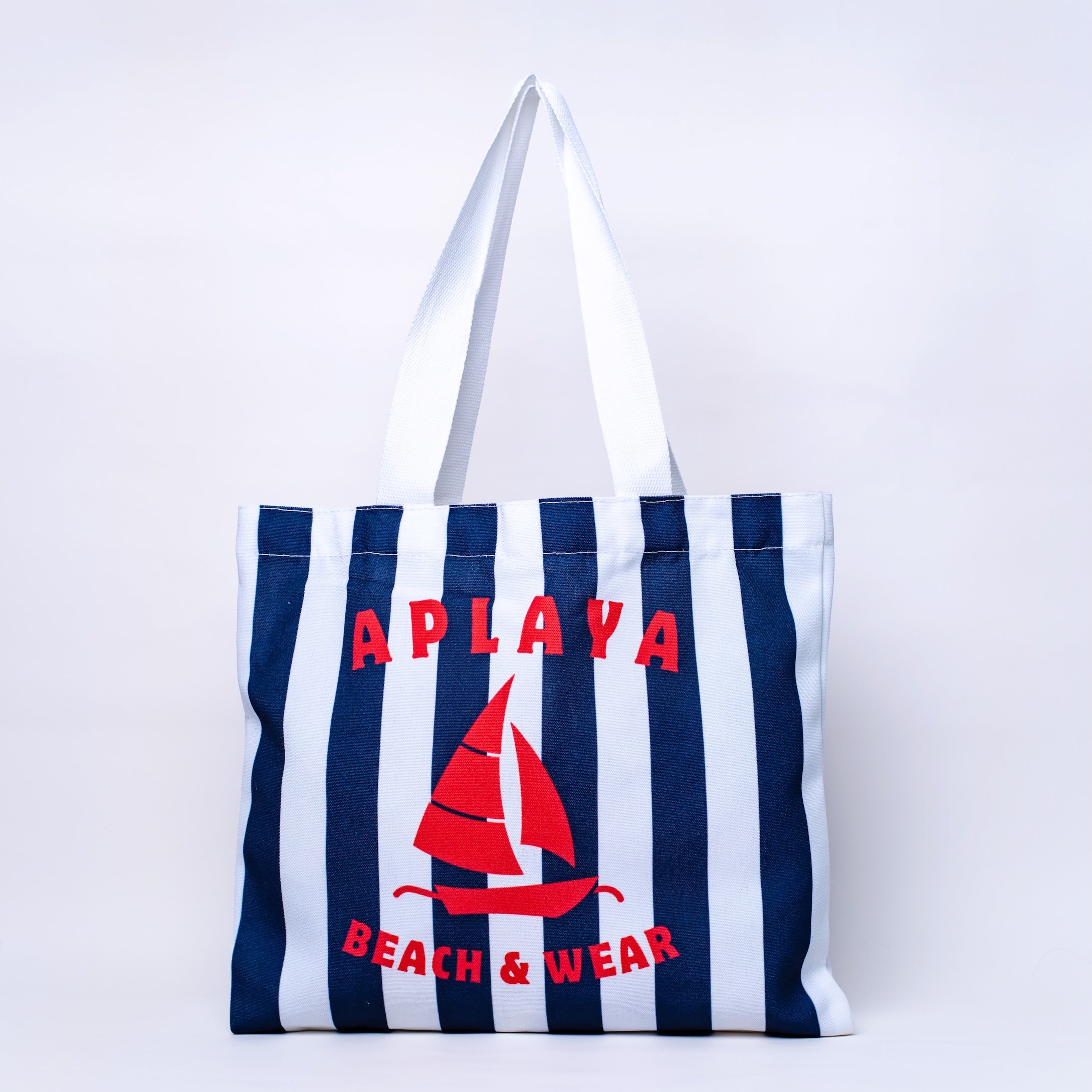 APLAYA Striped Paraw Tote Bag - Navy & White Canvas