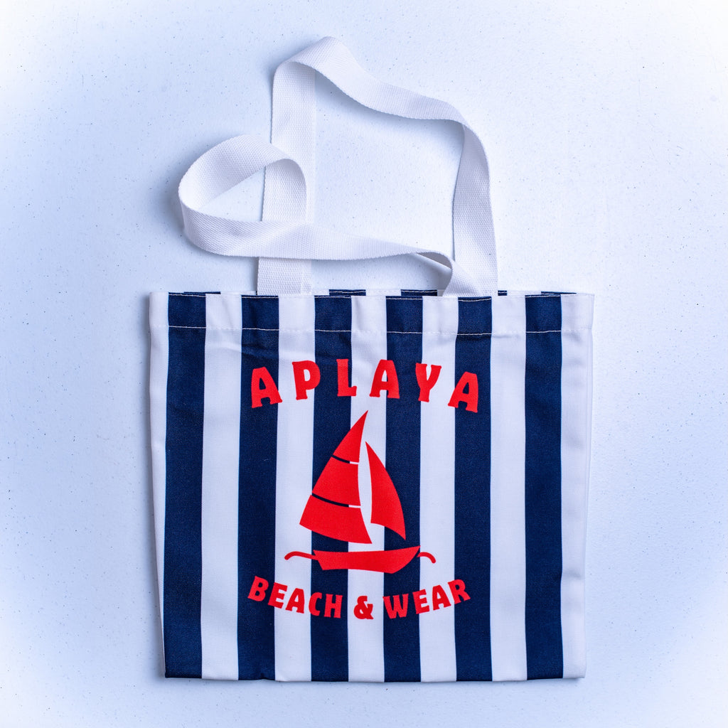 APLAYA Striped Paraw Tote Bag - Navy & White Canvas