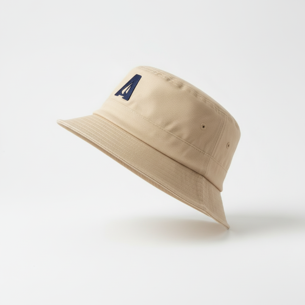 Cream Bucket Hat - Floating Side View