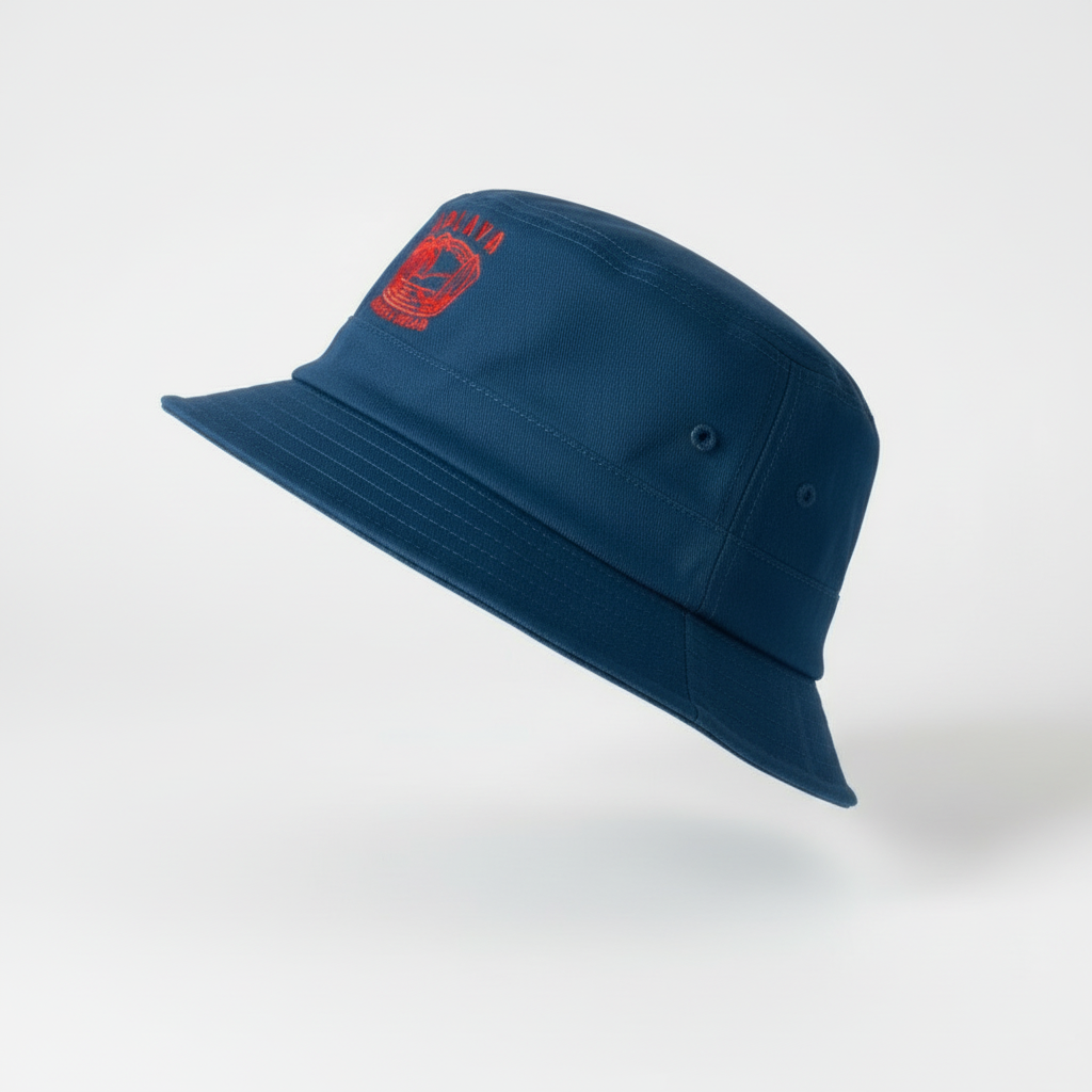 Navy Bucket Hat - Floating Side View