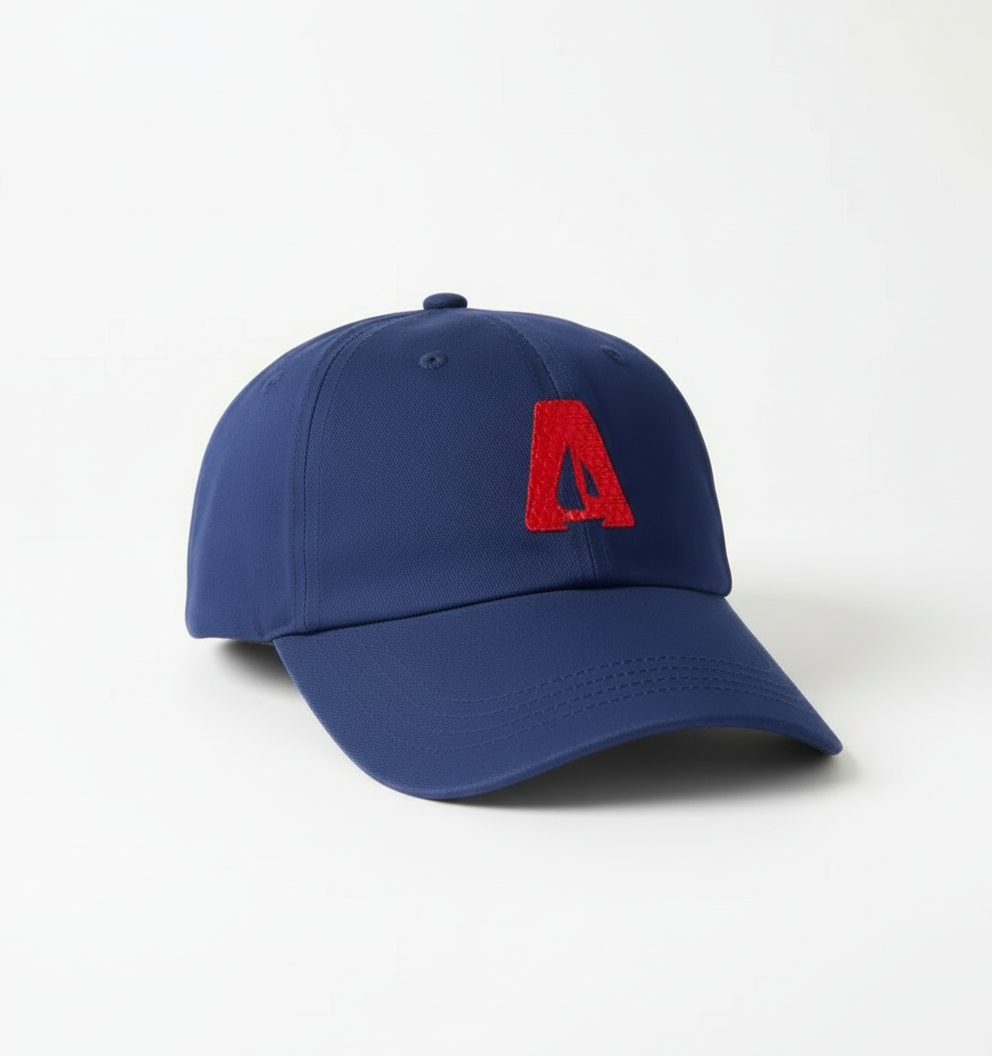Navy cap angled view