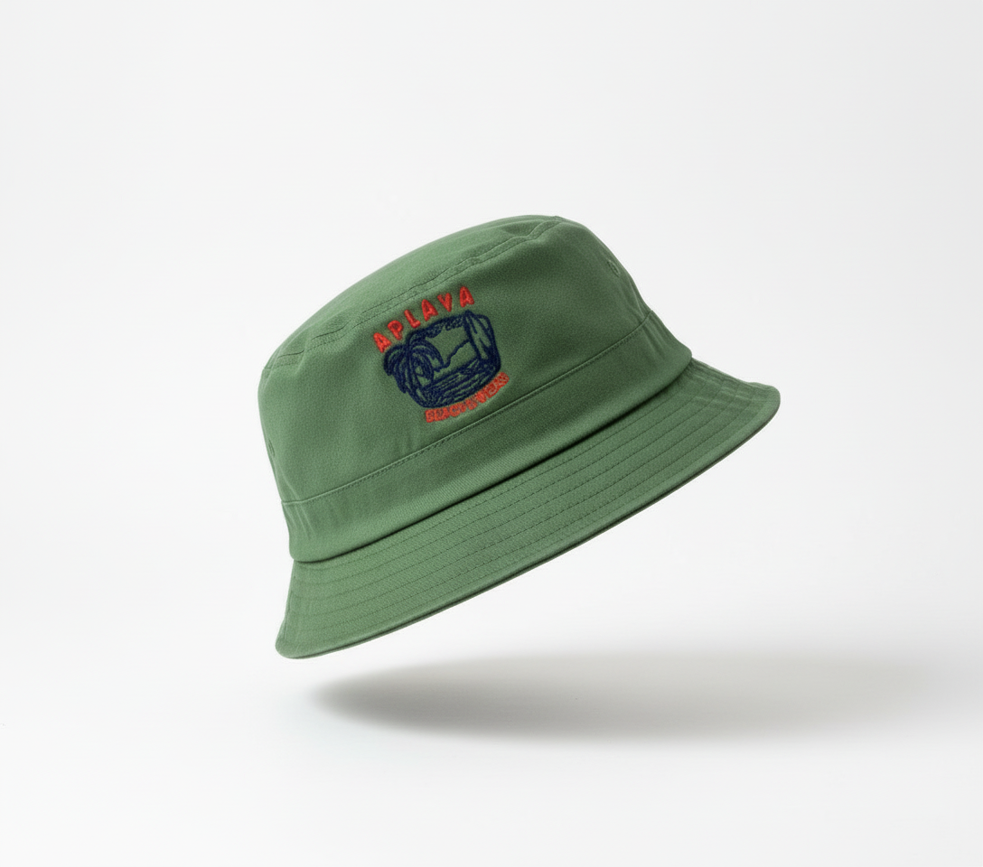 Olive Bucket Hat - Floating Side View